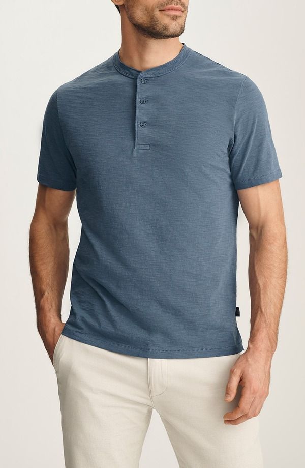 ３４ヘリテージ メンズ トップス Tシャツ コットン 34 Heritage Short Sleve Slub Cotton Henley Vintage Indigo インディゴ