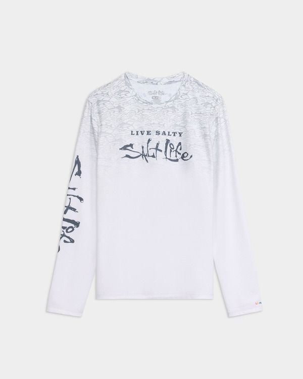 ソルトライフ メンズ トップス Tシャツ Salt Life Current and Catch Fade Perforated Tee Grey グレー