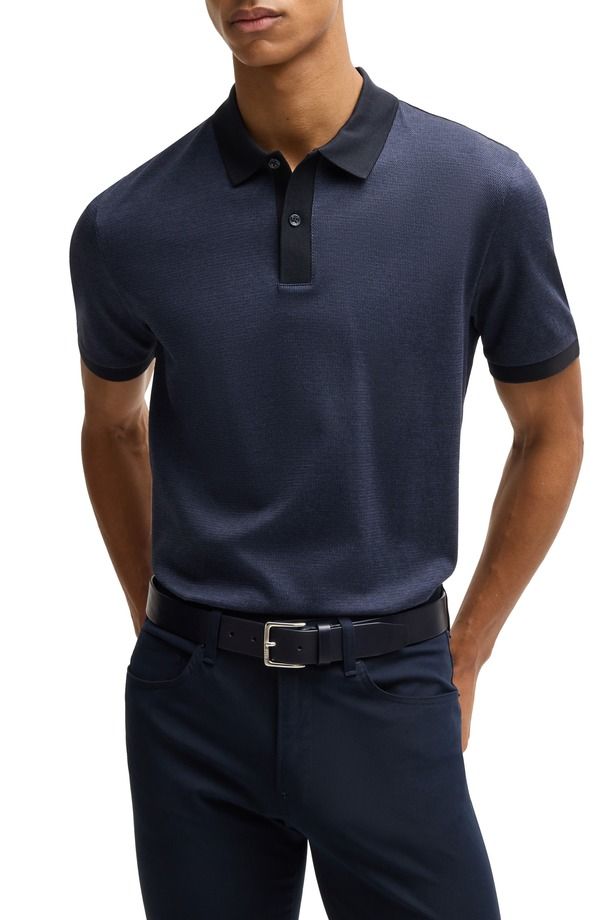 ボス メンズ トップス ポロシャツ コットン BOSS Parlay Cotton Piqu Polo Dark Blue ブルー