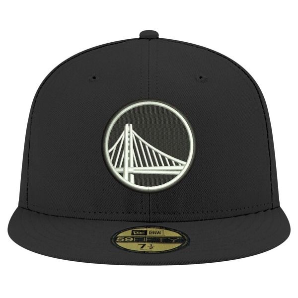 ニューエラ メンズ アクセサリー 帽子 Mens New Era Black Golden State Warriors Black White 59FIFTY Fitted Hat Black ブラ