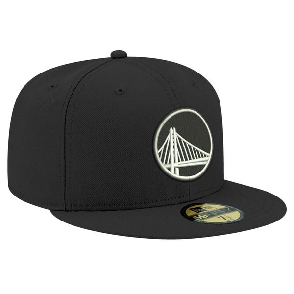 ニューエラ メンズ アクセサリー 帽子 Mens New Era Black Golden State Warriors Black White 59FIFTY Fitted Hat Black ブラ