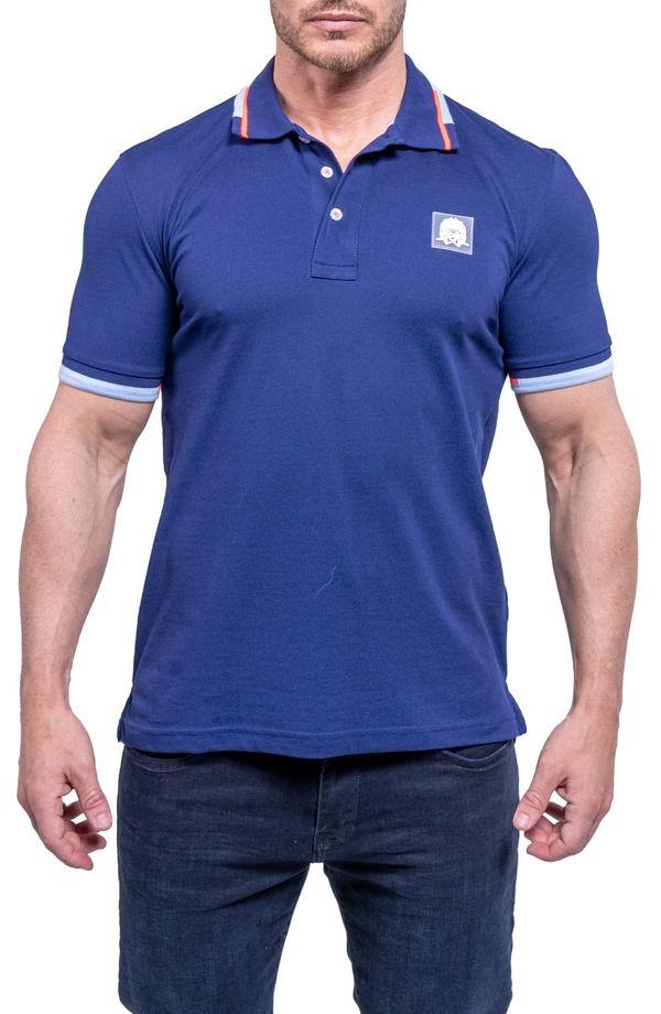 マセオ メンズ トップス ポロシャツ Maceoo Tipemb42 Blue Piqu Polo Blue ブルー