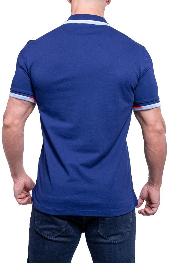 マセオ メンズ トップス ポロシャツ Maceoo Tipemb42 Blue Piqu Polo Blue ブルー