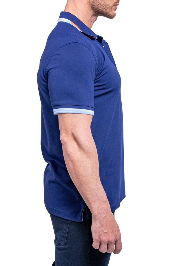 マセオ メンズ トップス ポロシャツ Maceoo Tipemb42 Blue Piqu Polo Blue ブルー