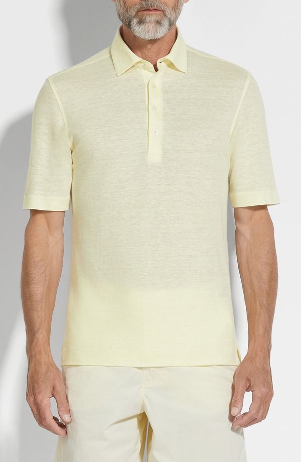 ゼニア メンズ トップス ポロシャツ リネン ZEGNA Linen Polo Light Yellow Solid イエロー