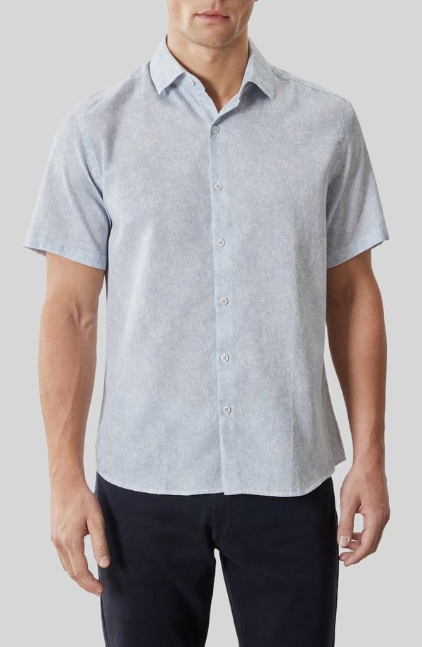 ロバートバラケット メンズ トップス シャツ フラワー柄 フラワー Robert Barakett Samore Floral Short Sleeve ButtonUp Shirt Powder B