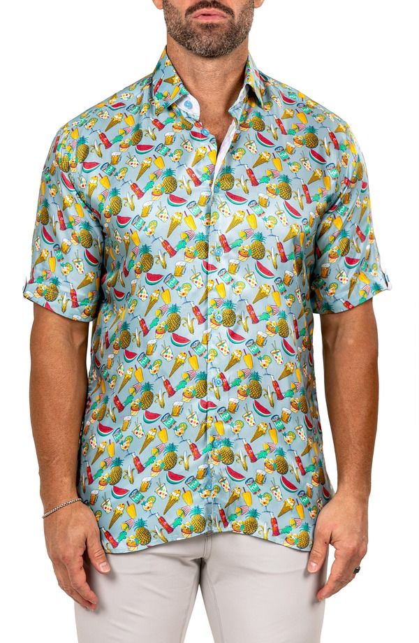 マセオ メンズ トップス シャツ Maceoo Galileo Marthy Short Sleeve ButtonUp Shirt Blue ブルー