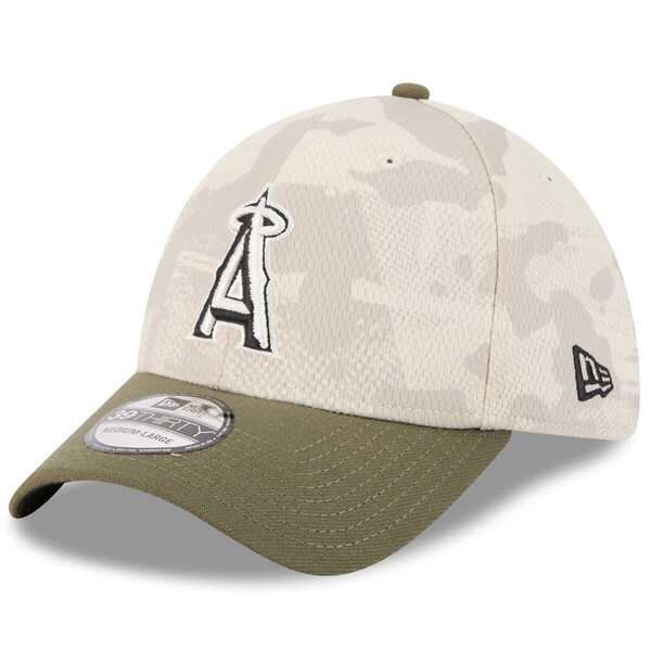 ニューエラ メンズ アクセサリー 帽子 Mens New Era Light BeigeOlive Los Angeles Angels 2025 Armed Forces Day 39THIRTY
