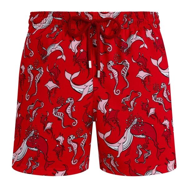 ヴィルブレクイン メンズ 水着 ハーフパンツ・ショーツ ショートパンツ Vilebrequin Men Stretch Short Swim Shorts Whales love Poppy Red