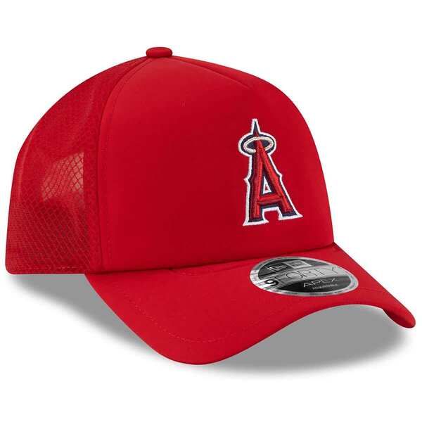 ニューエラ メンズ アクセサリー 帽子 Mens New Era Red Los Angeles Angels 2026 Batting Practice Apex 9FORTY Adjustable
