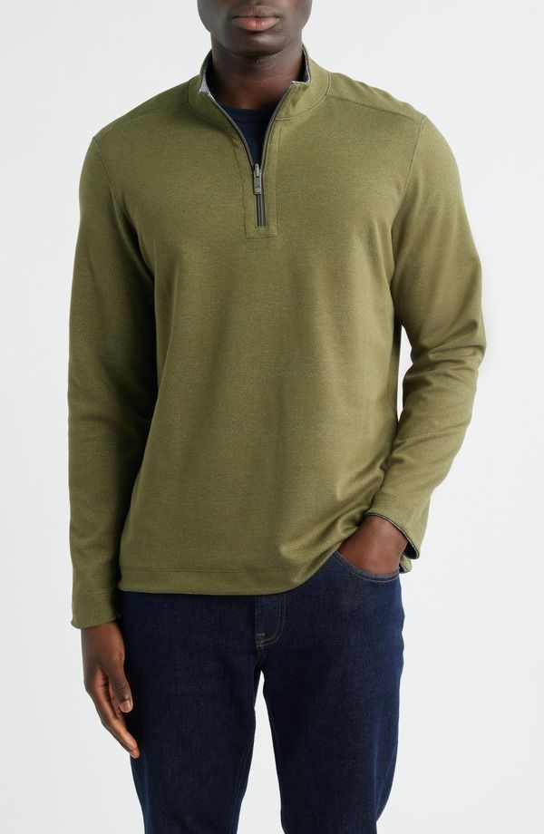 ジョンストンアンドマーフィー メンズ アウター パーカー・スウェット ハーフジップ Johnston Murphy XC4 Reversible Performance Quarter Zip Oli