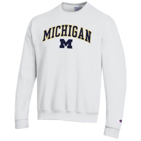 チャンピオン メンズ アウター パーカー・スウェット シャツ ロゴ MensChampion White Michigan Wolverines Arch Over Logo Pullover Swe チャンピオン メンズ アウター パーカー・スウェット シャツ ロゴ MensChampion White Michigan Wolverines Arch Over Logo Pullover Swe