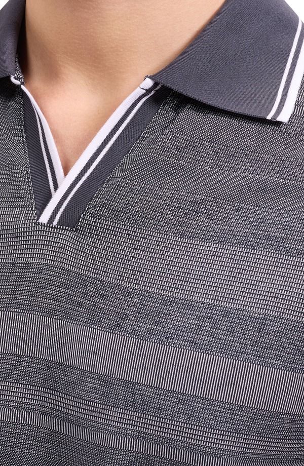 ブガッチ メンズ トップス ポロシャツ Bugatchi Textured Stripe Johnny Collar Polo Navy ネイビー