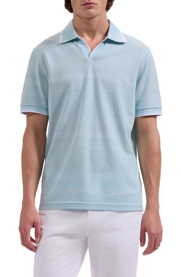 ブガッチ メンズ トップス ポロシャツ Bugatchi Textured Stripe Johnny Collar Polo Ether ストライプ