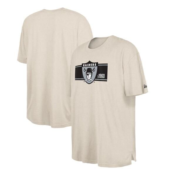 ニューエラ メンズ トップス Tシャツ トール ダウン Mens New Era Cream Oakland Raiders Thirdown Big Tall Historic TShirt Cre