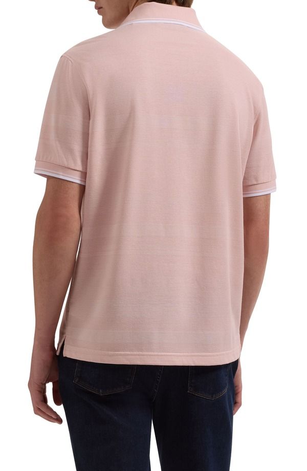 ブガッチ メンズ トップス ポロシャツ Bugatchi Textured Stripe Johnny Collar Polo Dusty Pink ピンク