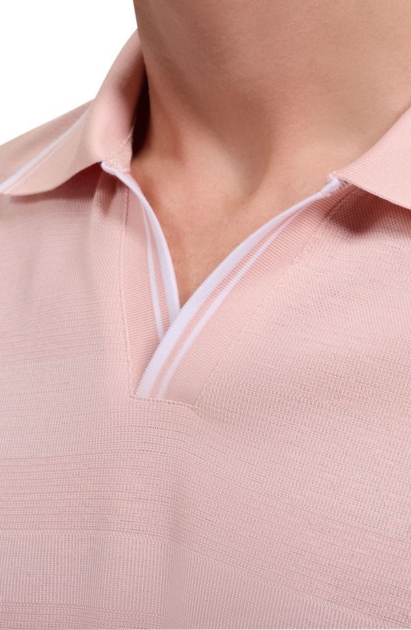 ブガッチ メンズ トップス ポロシャツ Bugatchi Textured Stripe Johnny Collar Polo Dusty Pink ピンク