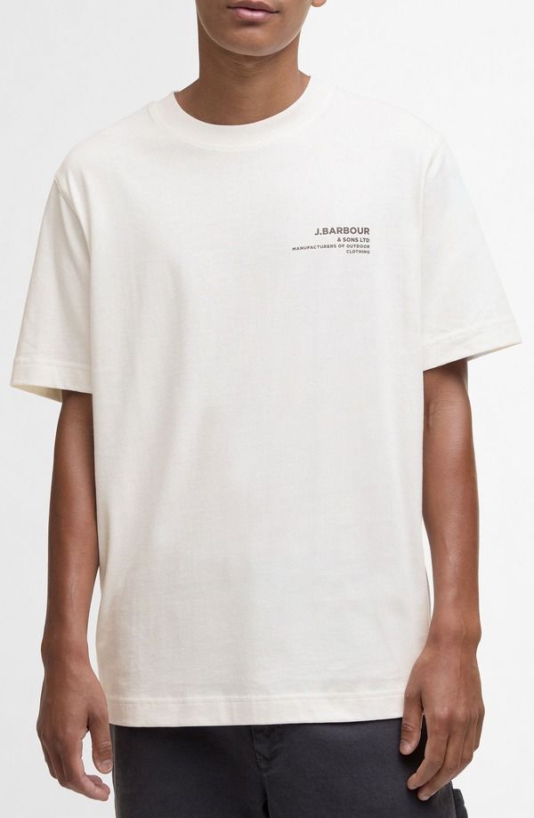 バブアー メンズ トップス Tシャツ コットン グラフィック Barbour Parkend Photo Cotton Graphic TShirt Whisper White ホワイト