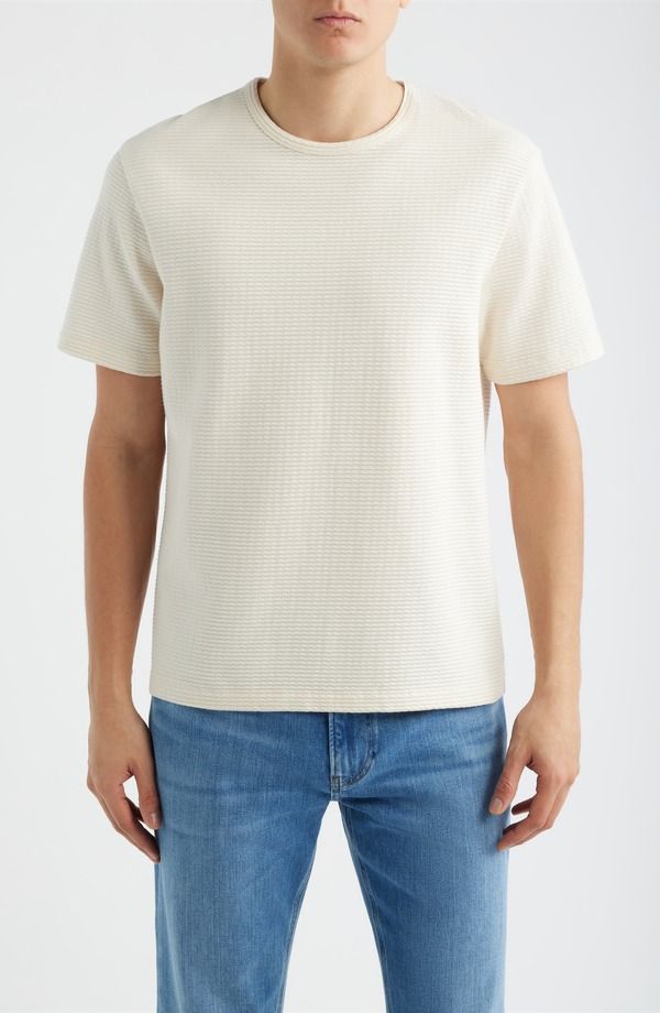 フレーム メンズ トップス Tシャツ FRAME Jacquard Stripe TShirt Cream クリーム