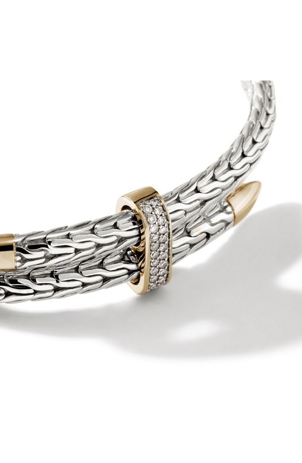 ジョン・ハーディー メンズ アクセサリー ブレスレット・バングル・アンクレット John Hardy Spear Flex Cuff Diamonds 55mm Sterling SilverYell
