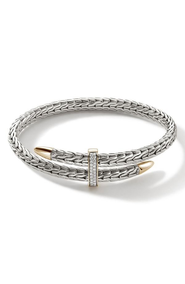 ジョン・ハーディー メンズ アクセサリー ブレスレット・バングル・アンクレット John Hardy Spear Flex Cuff Diamonds 55mm Sterling SilverYell