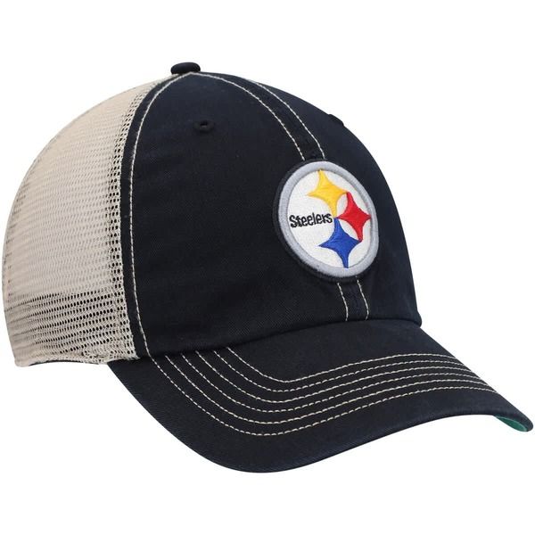 フォーティーセブン メンズ アクセサリー 帽子 Tシャツ Mens 47 BlackNatural Pittsburgh Steelers Trawler Trucker Clean Up Snapb