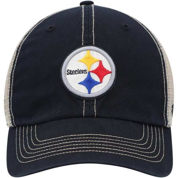 フォーティーセブン メンズ アクセサリー 帽子 Tシャツ Mens 47 BlackNatural Pittsburgh Steelers Trawler Trucker Clean Up Snapb