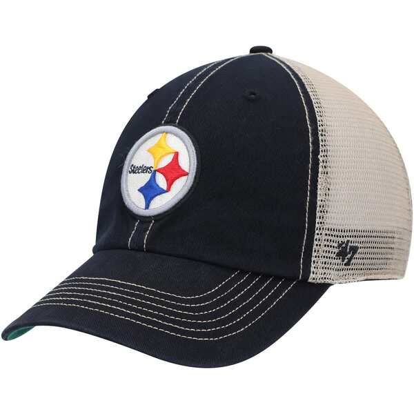 フォーティーセブン メンズ アクセサリー 帽子 Tシャツ Mens 47 BlackNatural Pittsburgh Steelers Trawler Trucker Clean Up Snapb