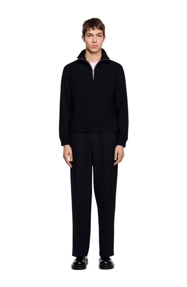 サンドロ メンズ アウター パーカー・スウェット シャツ コットン SANDRO Cotton sweatshirt Black ブラック