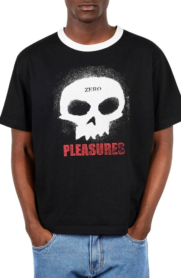 プレジャーズ メンズ トップス Tシャツ コットン ジャージー グラフィック PLEASURES X Zero Skateboardsingle Skull Heavyweight Cotton Je