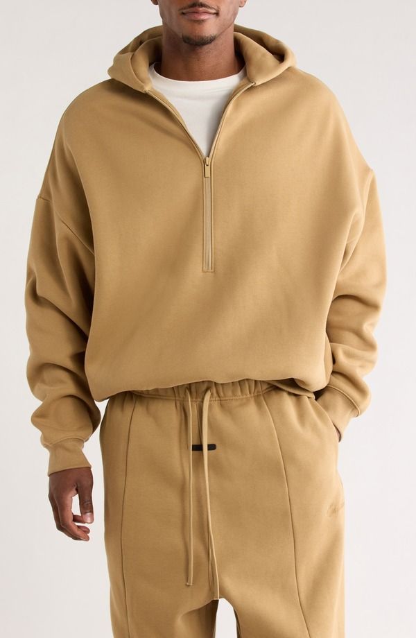 フィアオブゴッド メンズ アウター パーカー・スウェット ハーフジップ Fear of God Essentials Property Lounge Half Zip Hoodie Dune