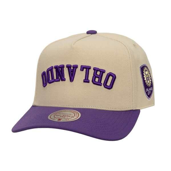 ミッチェルネス メンズ アクセサリー 帽子 ダウン Mens Mitchell Ness CreamPurple Orlando City SC Upside Down Pro Pinch Snapb