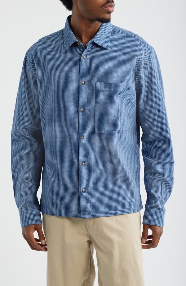 トップマン メンズ トップス シャツ リラックスフィット コットン Topman Check Relaxed Fit Cotton Flannel ButtonUp Shirt Blue ブルー