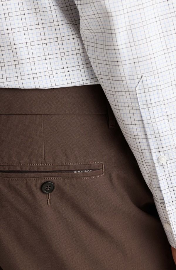 ボノボス メンズ ボトムス カジュアルパンツ スリムフィット Bonobos Weekday Warrior Slim Fit Glen Check Dress Pants Tuesday Brown