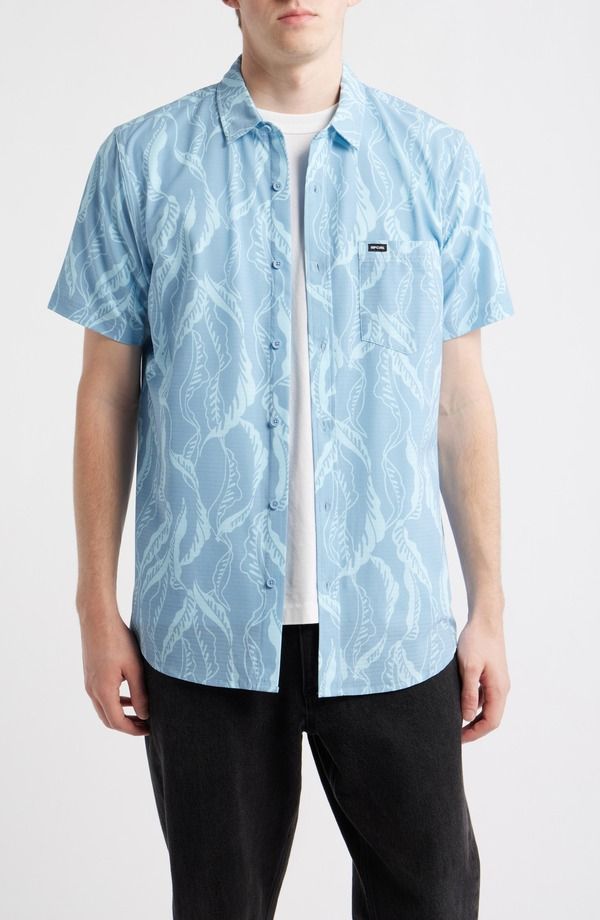 リップカール メンズ トップス シャツ Rip Curl Sessions Aerotech Short Sleeve Performance ButtonUp Shirt Fadedenim デニム