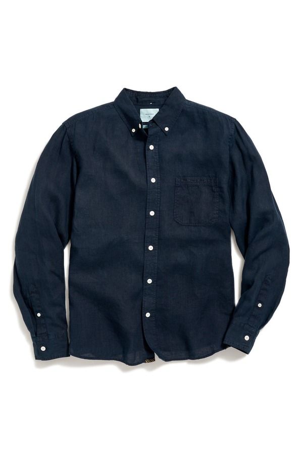 ビリーレイド メンズ トップス シャツ ダウン リネン Billy Reid Tuscumbia Standard Fit Linen ButtonDown Shirt Carbon Blue ブルー