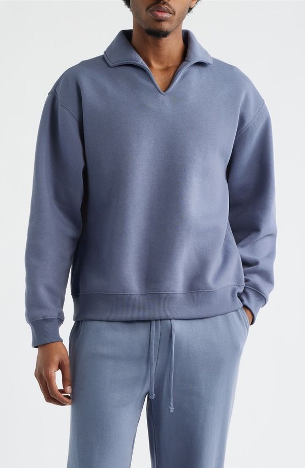 ビーピー メンズ トップス ポロシャツ スウェット コットン BP Polo Collar Cotton Blend Sweatshirt Grey Folkstone グレー