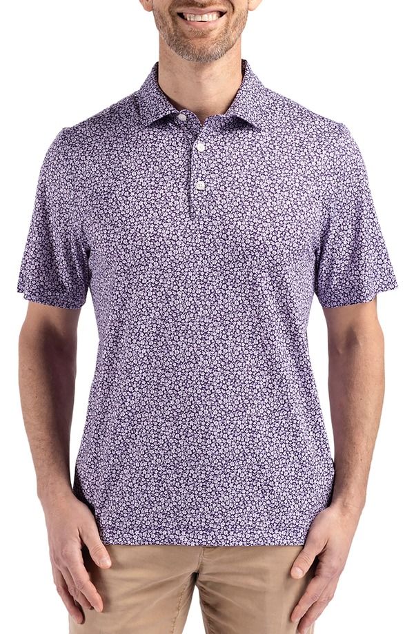 カッターアンドバック メンズ トップス ポロシャツ プリント Cutter Buck Pike Flora Print Polo College Purple パープル