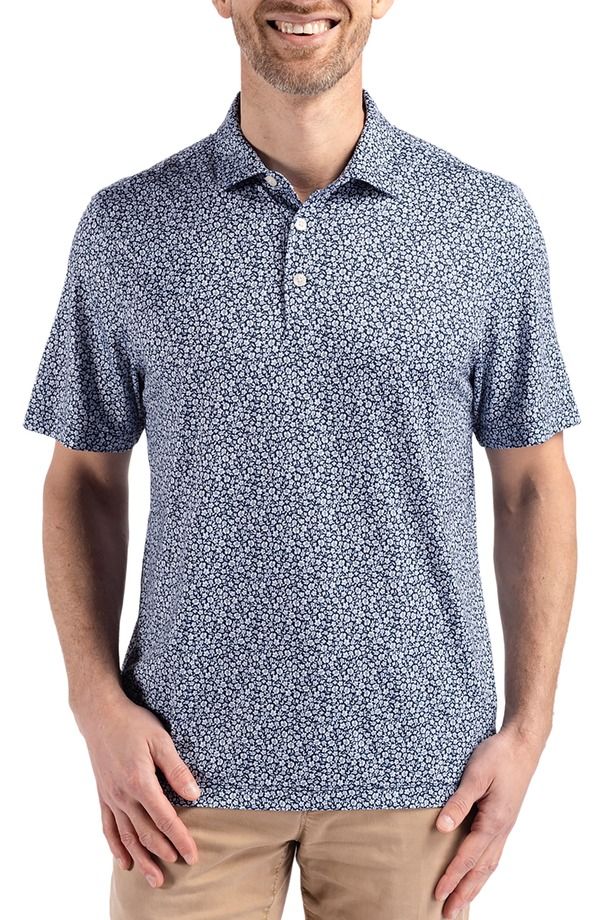 カッターアンドバック メンズ トップス ポロシャツ プリント Cutter Buck Pike Flora Print Polo Navy Blue ネイビー