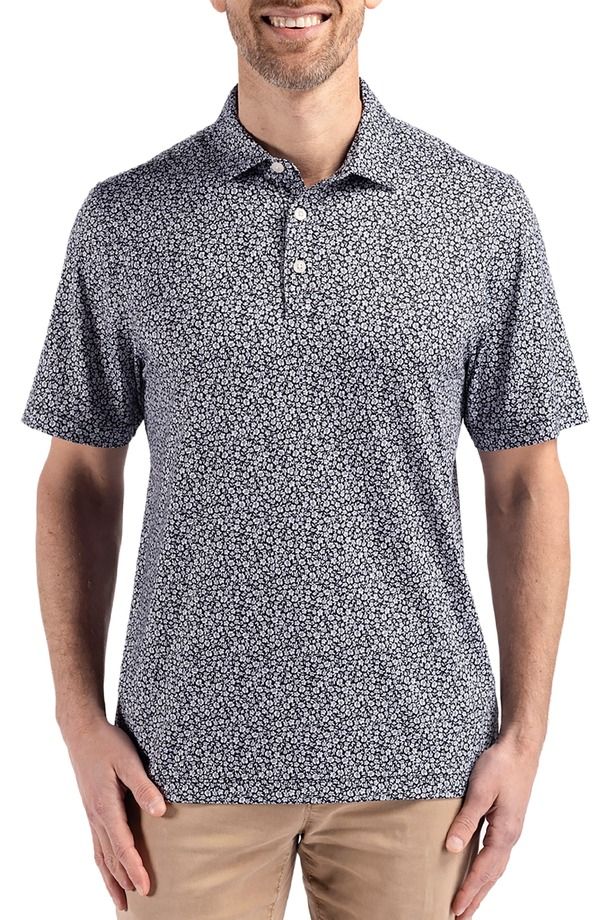カッターアンドバック メンズ トップス ポロシャツ プリント Cutter Buck Pike Flora Print Polo Black ブラック