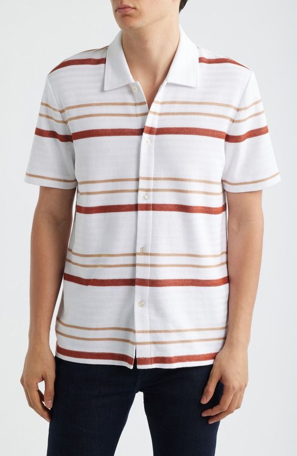 ボス メンズ トップス シャツ BOSS Pitti Stripe Short Sleeve ButtonUp Shirt White ホワイト
