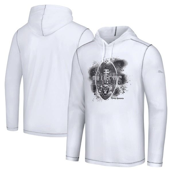 トッミーバハマ メンズ アウター パーカー・スウェット ダウン Mens Tommy Bahama White Las Vegas Raiders Graffiti Touchdown Pullove