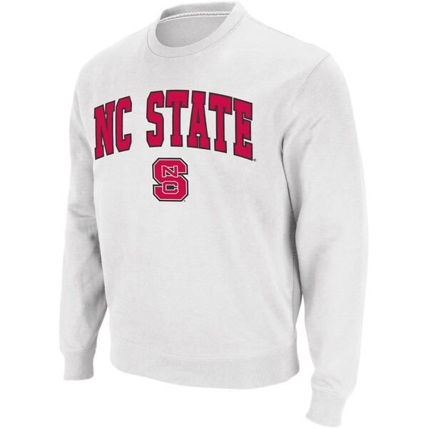 コロシアム メンズ アウター パーカー・スウェット クルーネック シャツ ロゴ Mens Colosseum White NC State Wolfpack Arch Logo Crew Neck S