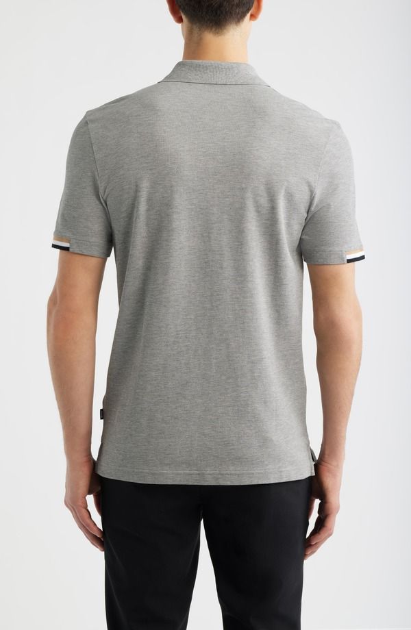 ボス メンズ トップス ポロシャツ コットン BOSS Parlay Cotton Piqu Polo Silver シルバー