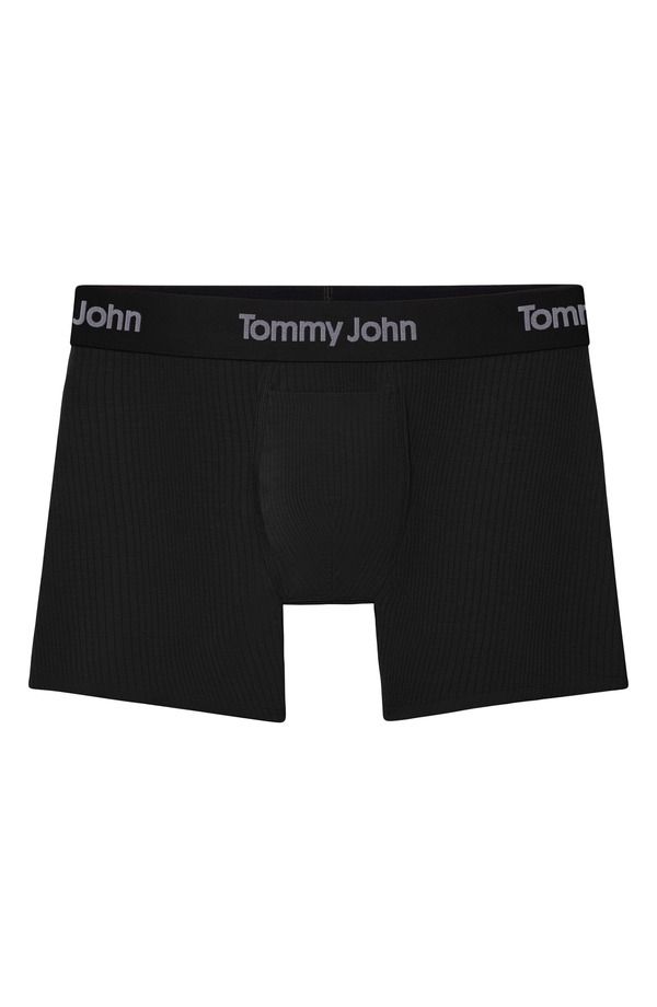 トミージョン メンズ アンダーウェア ボクサーパンツ Tommy John Second Skin Luxe Rib 4Inch Boxer Briefs Black ブラック