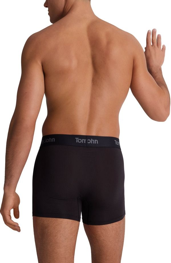 トミージョン メンズ アンダーウェア ボクサーパンツ Tommy John Second Skin Luxe Rib 4Inch Boxer Briefs Black ブラック