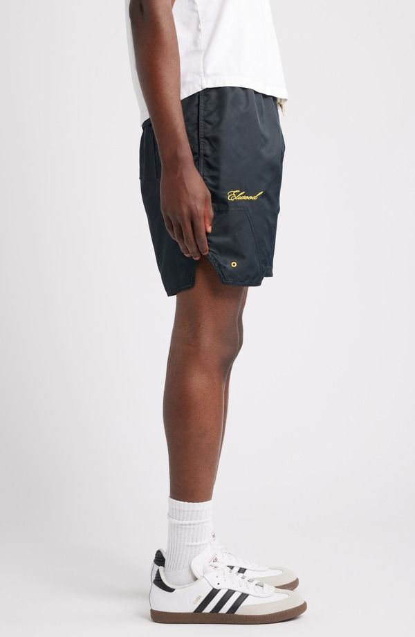 エルウッド メンズ ボトムス ハーフパンツ・ショーツ ナイロン ショートパンツ 刺繍 ロゴ Elwood Olympic Embroidered Logo Nylon Shorts Coal