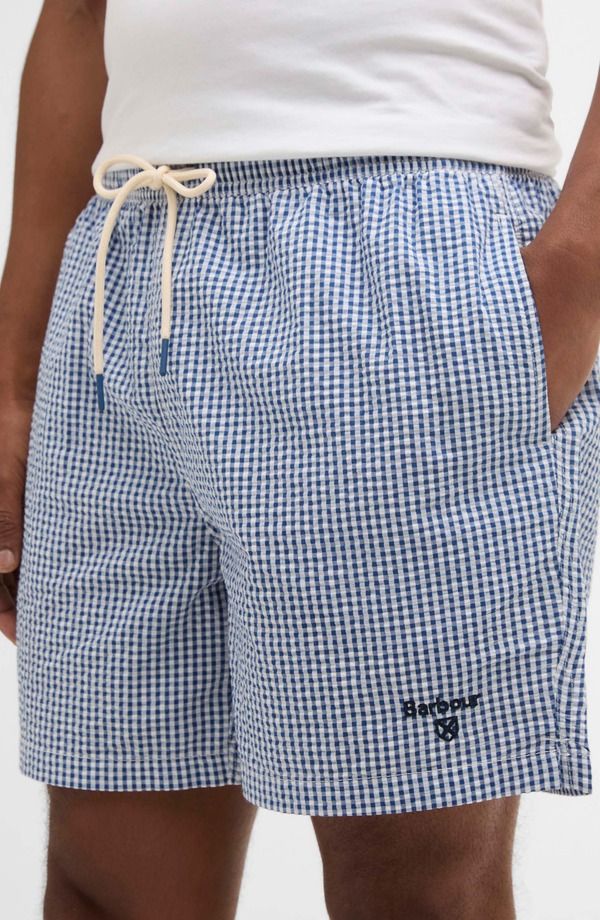 バブアー メンズ 水着 ハーフパンツ・ショーツ ギンガムチェック ギンガム Barbour Gingham Seersucker Swim Trunksailboat Blue ブルー