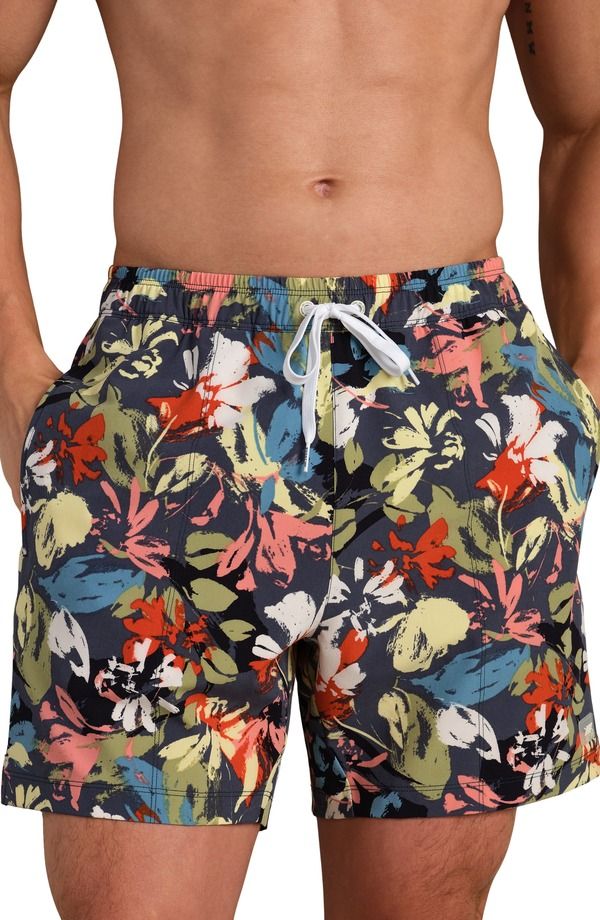 ローヌ メンズ 水着 ハーフパンツ・ショーツ Rhone 55Inch Waterepellent Swim Trunks Navy Dusty Sage Floral ネイビー
