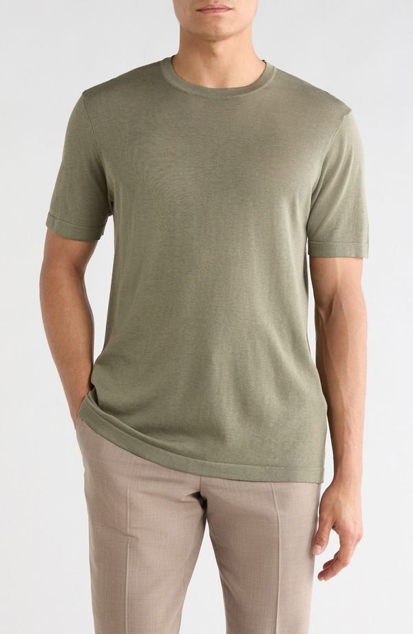 ジャックビクター メンズ トップス Tシャツ クルーネック シルク コットン Jack Victor Wellington Cotton Silk Crewneck TShirt Sage セージ
